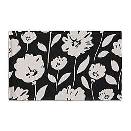 Simply Essential™ Floral 32-Inch Woven Kitchen Mat in Black