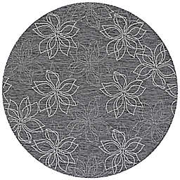 Couristan Charm Botanical 7'10" Round Indoor/Outdoor Area Rug in Ash