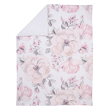 Lambs & Ivy&reg; Botanical Baby Blanket in Pink/Grey. View a larger version of this product image.