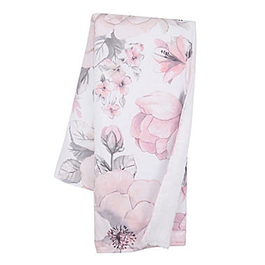 Lambs & Ivy&reg; Botanical Baby Blanket in Pink/Grey. View a larger version of this product image.