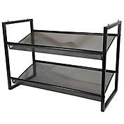 Squared Away&trade; 2-Tier Perforated Metal Shoe Rack in Black