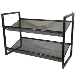 Squared Away™ 2-Tier Perforated Metal Shoe Rack in Black