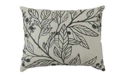 Bee &amp; Willow&trade; Berry Leaves Embroidered Oblong Throw Pillow in Grey
