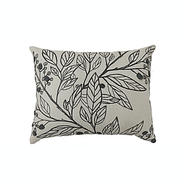 Bee &amp; Willow&trade; Berry Leaves Embroidered Oblong Throw Pillow in Grey. View a larger version of this product image.