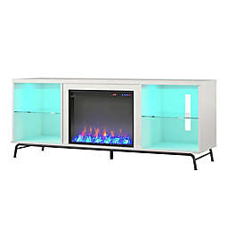 Ameriwood Home Bayberry Electric Fireplace TV Stand in White