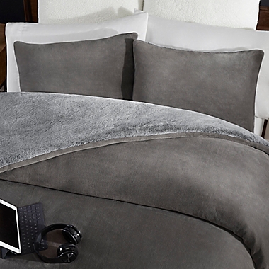 UGG&reg; Coco Dawson 3-Piece Reversible King Duvet Cover Set in Charcoal. View a larger version of this product image.