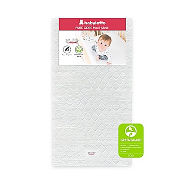 Babyletto Pure Core Mini Crib Mattress with Hybrid Quilted Waterproof Cover. View a larger version of this product image.