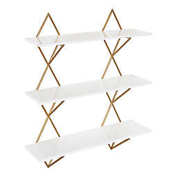 Kate and Laurel® Islay 24-Inch x 25.25-Inch Accent Shelf in White/Gold