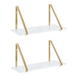 Kate and Laurel™ Soloman Floating Shelf in White/Gold (Set fo 2)