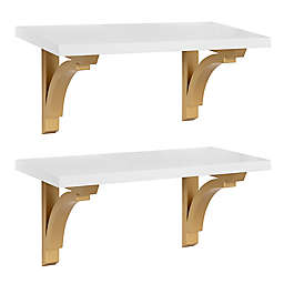 Kate and Laurel Corblynd 18-Inch Floating Shelf in White/Gold
