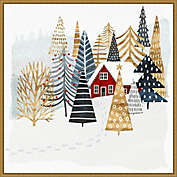 Amanti Art Christmas Chalet I 22-Inch x 22-Inch Square Framed Wall Art in Gold