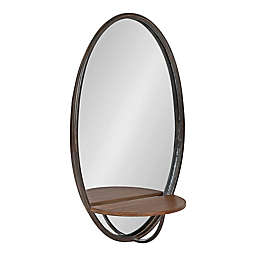 Kate and Laurel Gita 15-Inch x 24-Inch Oval  Functional Mirror in Brown