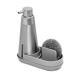 Squared Away™ 3-Piece Stainless Steel Soap Pump Caddy with Coil Scrubber