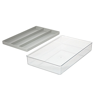 Squared Away&trade; Heat-Resistant 3-Compartment Hair Tool Tray Organizer in Grey. View a larger version of this product image.