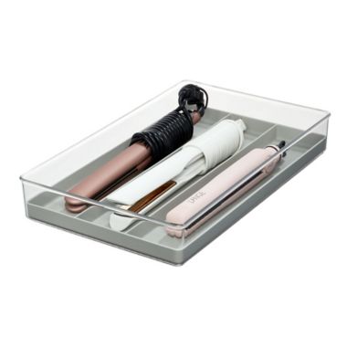 Squared Away&trade; Heat-Resistant 3-Compartment Hair Tool Tray Organizer in Grey. View a larger version of this product image.