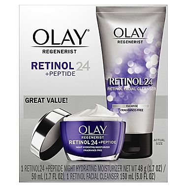 Olay&reg; Regenerist Retinol 24 + Peptide Face Wash and Moisturizer Duo Pack. View a larger version of this product image.