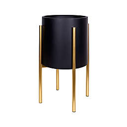 Stratton Home Decor Modern Metal Plant Stand in Black/Gold