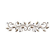 Stratton Home Decor Leaves with Acrylic Bling 39.5-Inch x 9-Inch Metal Wall Decor in Gold