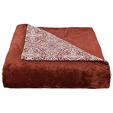 Faux Velvet 3-Piece Reversible Full/Queen Comforter Set in Burgundy. View a larger version of this product image.