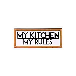 Stratton Home Decor My Kitchen My Rules 19.75-Inch x 8-Inch Wood and Metal Wall Art