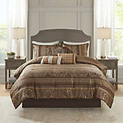 Madison Park Bellagio 7-Piece Jacquard King Comforter Set in Brown