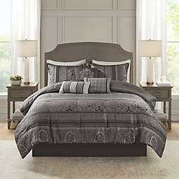 Madison Park Bellagio 7-Piece Jacquard California King Comforter Set in Grey