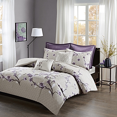 Madison Park Holly Full/Queen Duvet Cover Set in Purple. View a larger version of this product image.
