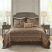 Madison Park Bellagio Jacquard King Bedspread Set in Brown