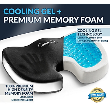 ComfiLife Gel Enhanced Memory Foam Seat Cushion in Black. View a larger version of this product image.