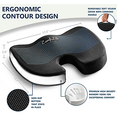 ComfiLife Gel Enhanced Memory Foam Seat Cushion in Black. View a larger version of this product image.