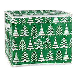 Large Christmas Tree Ornament Storage Bin in Green/White