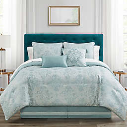 Waterford® Paltrow 4-Piece Reversible King Comforter Set in Blue/Ivory