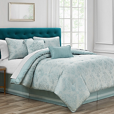 Waterford&reg; Paltrow 4-Piece Reversible Queen Comforter Set in Blue/Ivory. View a larger version of this product image.