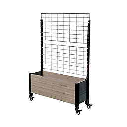 EverBloom Mobile Trough Planter with Trellis in Grey/Black