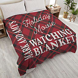 Christmas Movie Watching Personalized 90-Inch x 90-Inch Queen Plush Fleece Blanket