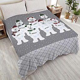 Polar Bear Family Personalized Plush Fleece Blanket