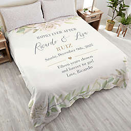 Floral Anniversary Personalized 90-Inch x 90-Inch Plush Queen Blanket