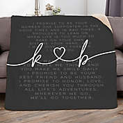 Drawn Together By Love Personalized Wedding Vows 50-Inch x 60-Inch Sherpa Blanket