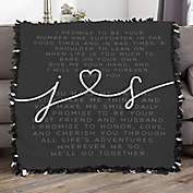 Drawn Together By Love Personalized Wedding Vows 50-Inch x 60-Inch Tie Blanket