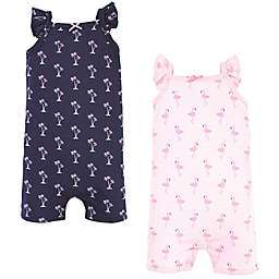 Hudson Baby® Size 3-6M 2-Pack Flamingo Short Sleeve Rompers