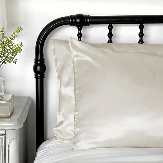 New TWO Satin Pillowcases White or Black Standard Queen Size Soft 
