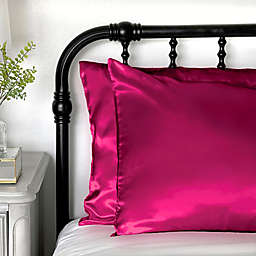 Morning Glamour® Satin Jewel Standard Pillowcases in Fuchsia (Set of 2)