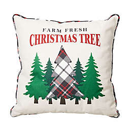 Glitzhome® Farm Fresh Heavy Cotton Christmas Tree Square Throw Pillow