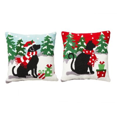 Santa Sleeping with Corgi Dogs Christmas Pillow 14x14 