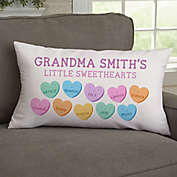 Grandma&#39;s Sweethearts Velvet Lumbar Throw Pillow in White/Multi