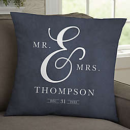 Moody Chic Personalized Wedding Throw Pillow