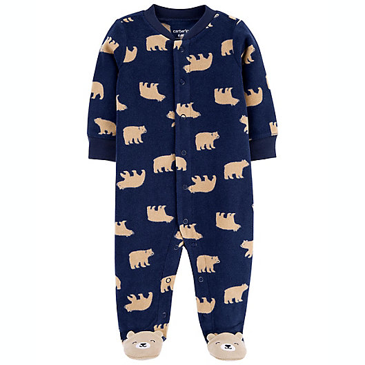 Alternate image 1 for carter's® Size 9M Bears Snap-Up Fleece Sleep & Play in Navy
