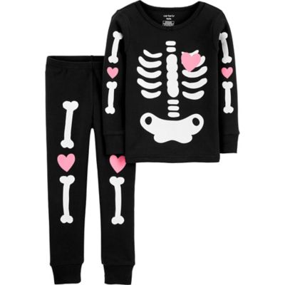 carter&#39;s&reg; 2-Piece Glow Halloween Skeleton Cotton Pajama Set in Black