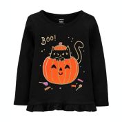 carter&#39;s&reg; Glitter Pumpkin Halloween Long Sleeve Jersey Tee in Black