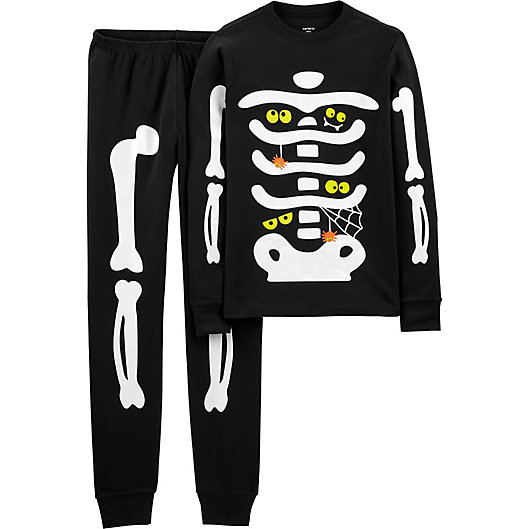 Alternate image 1 for carter's® Children's 2-Piece Skeleton Glow Halloween Pajama Set in Black
